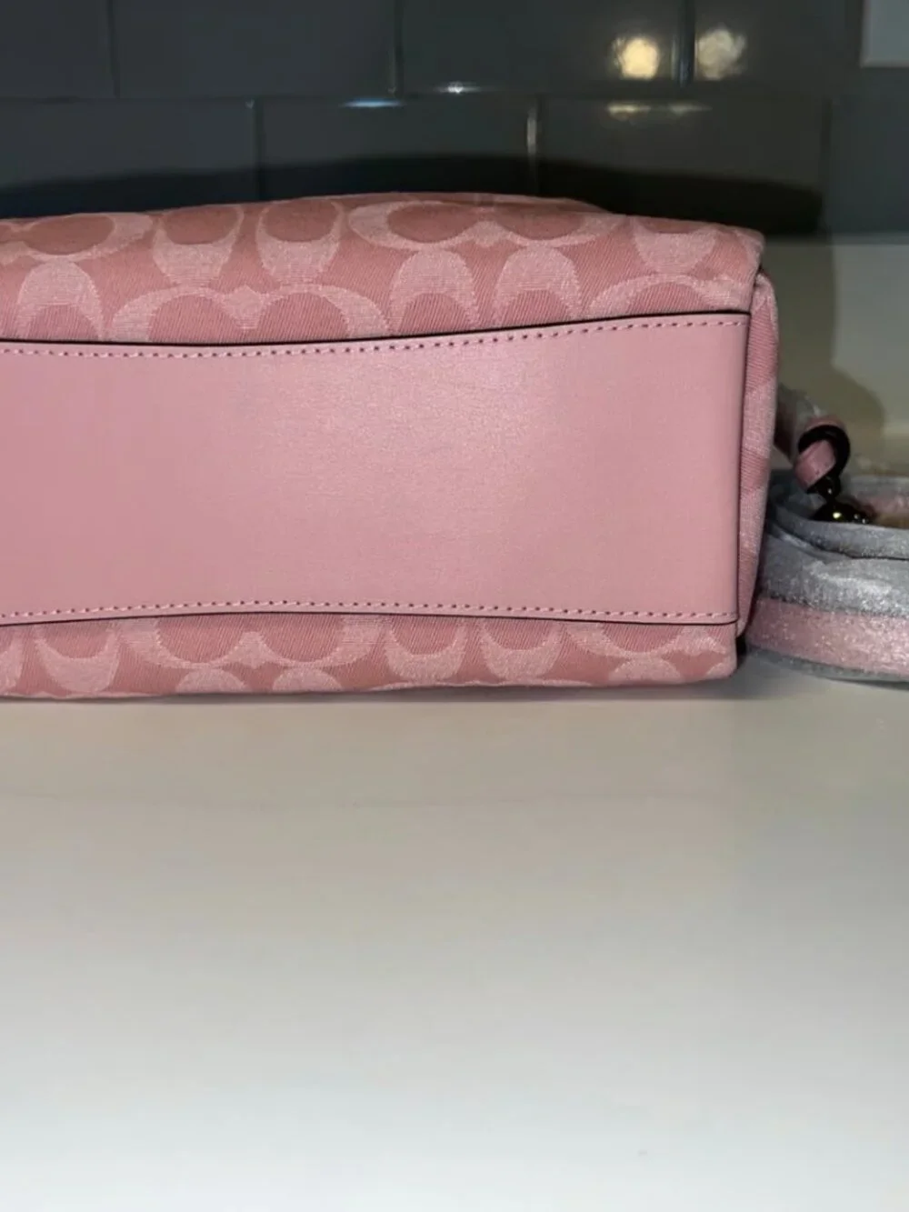 Coach Faye Shoulder Bag In Signature Denim CFD03 Gold/ Light Pink